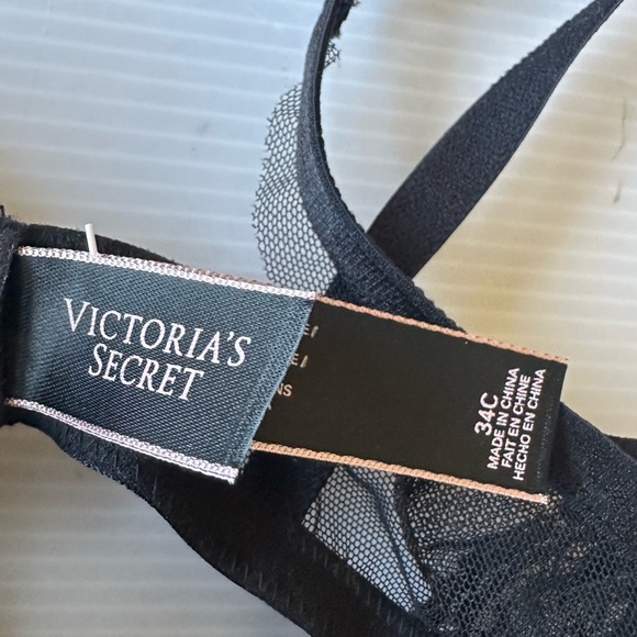 VICTORIA’S SECRET Black Pink Lace Cami Push Up 34C Bustier Garter Belt Corset - Picture 3 of 3